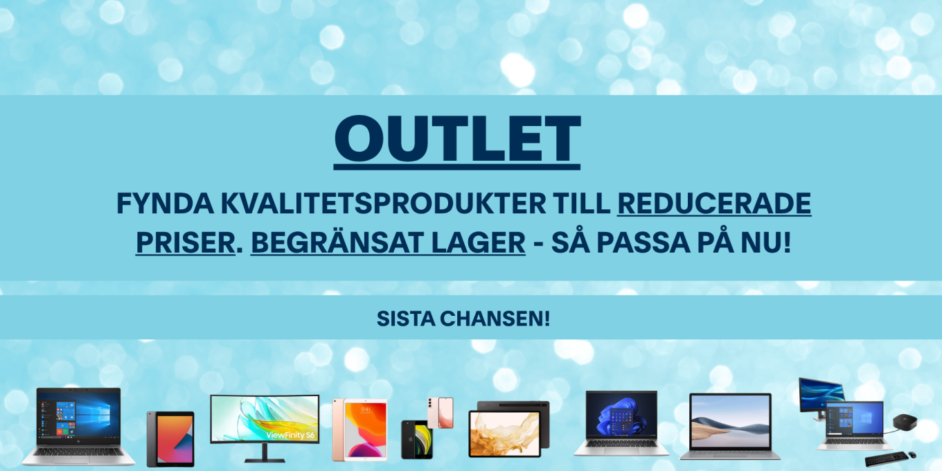 Fynda begagnad dator, mobil, skärm, tillbehör i Inregos outlet till bra priser