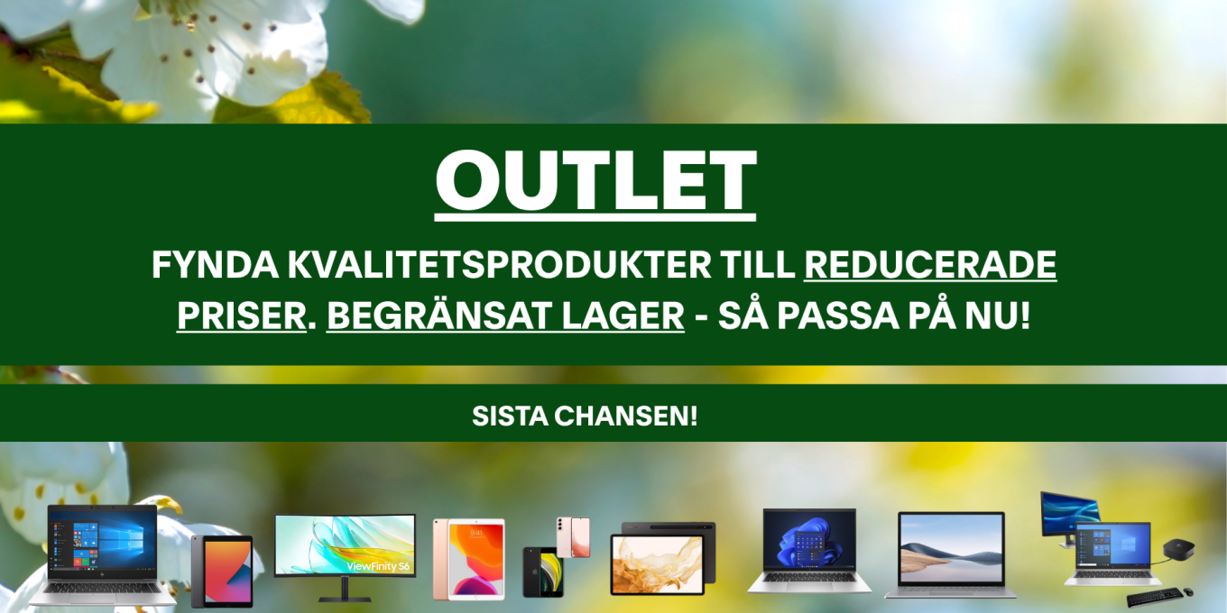 Fynda begagnad dator, mobil, skärm, tillbehör i Inregos outlet till bra priser