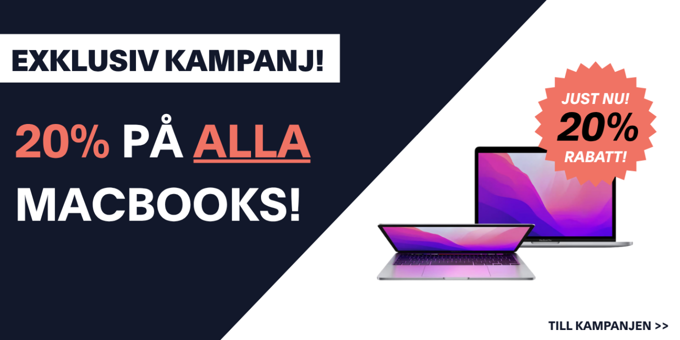 20% på alla macbooks, inrego