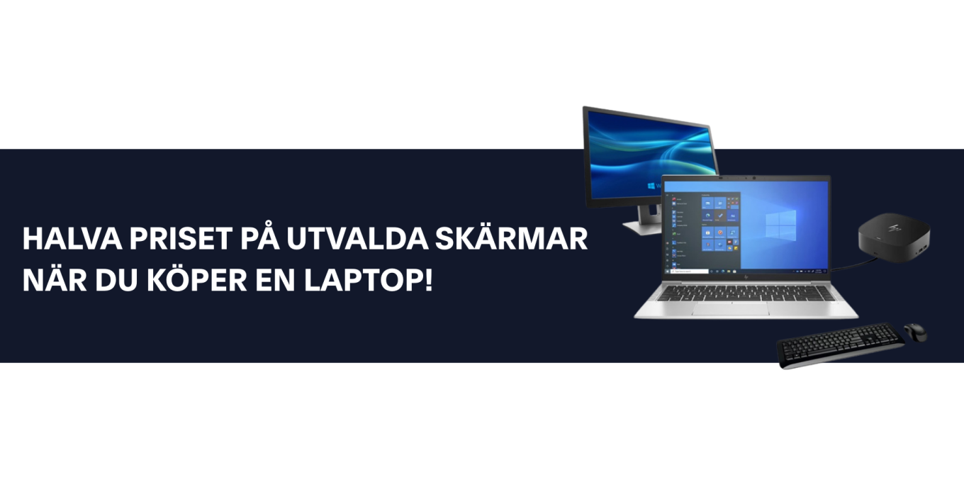 Halva priset på skärm vid köp av en laptop, klicka här