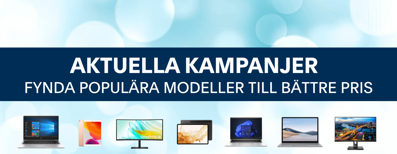 Aktuella kampanjer, flera populära modeller, skärmar, samsung, iphone, macbook, dell, thinkpad, hp