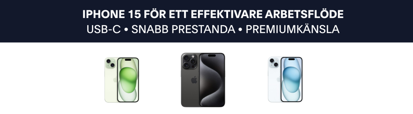 iPhone 15 med fokus på kraftfull kamera, snabb prestanda och modern premiumdesign, inrego