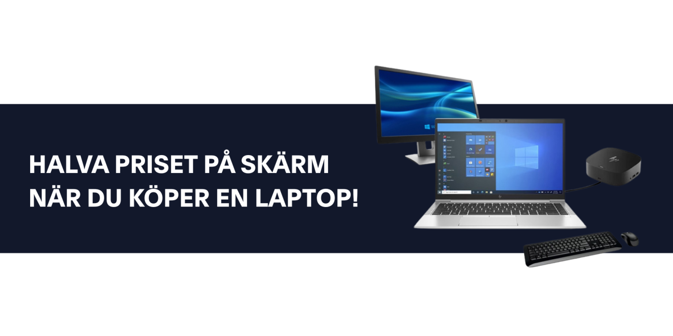 Halva priset på skärm vid köp av en laptop, klicka här