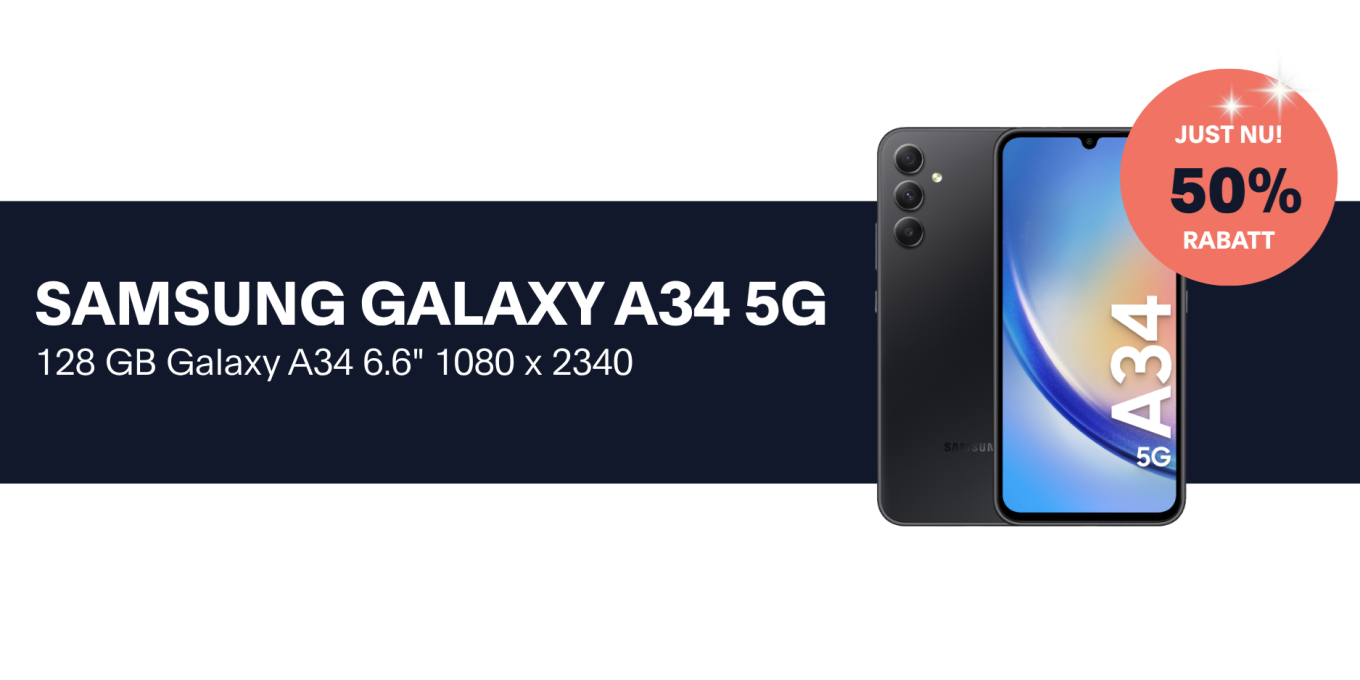 50% rabatt på samsung galaxy a34