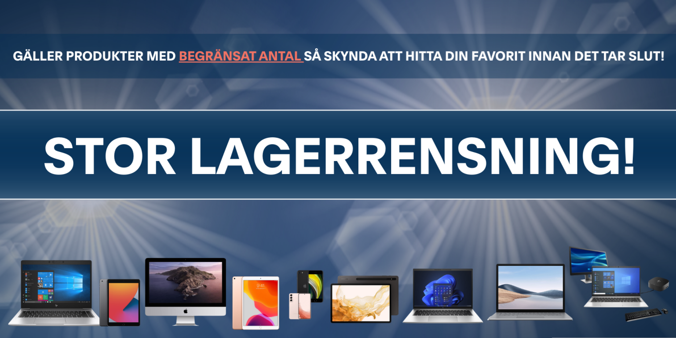 Stor lagerrensning, laptops, mobiler, surfplattor, datorer,inrego
