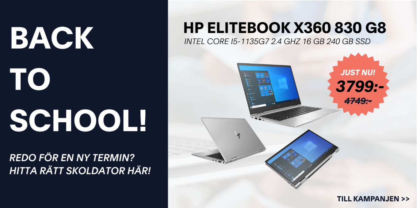 HP EliteBook x360 830 G8 - rekonditionerad laptop för studier och skola, just nu 3 799 kr i Back to School-kampanj
